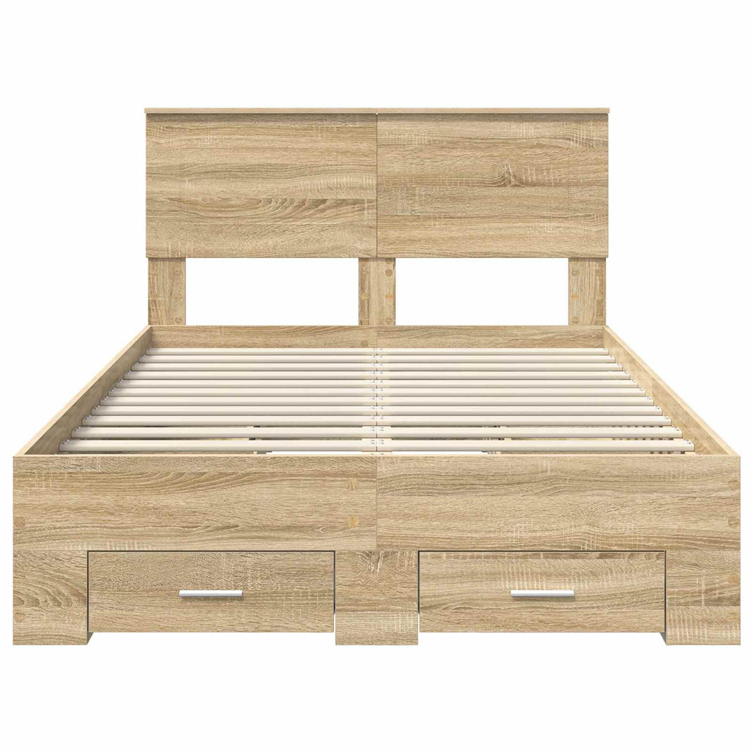 Sengestel med skuffe Sonoma eg 120 x 200 cm Konstrueret træ