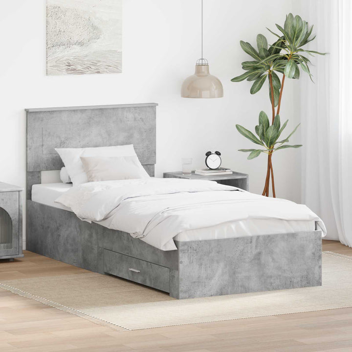 Sengestel med skuffe Beton Grå 100 x 200 cm Konstrueret træ