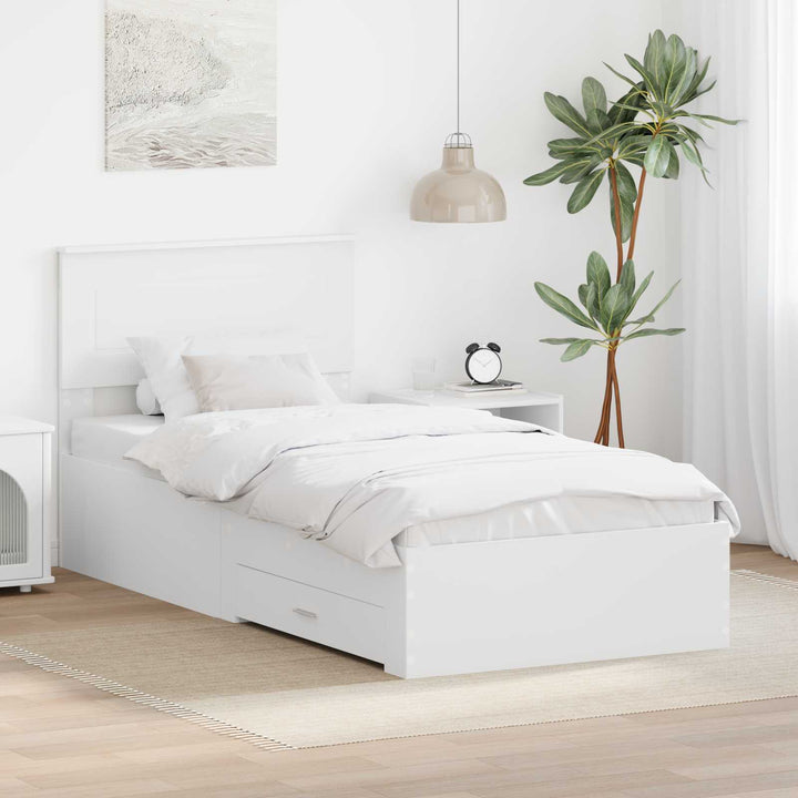 Sengestel med skuffe Hvid 90 x 190 cm Konstrueret træ