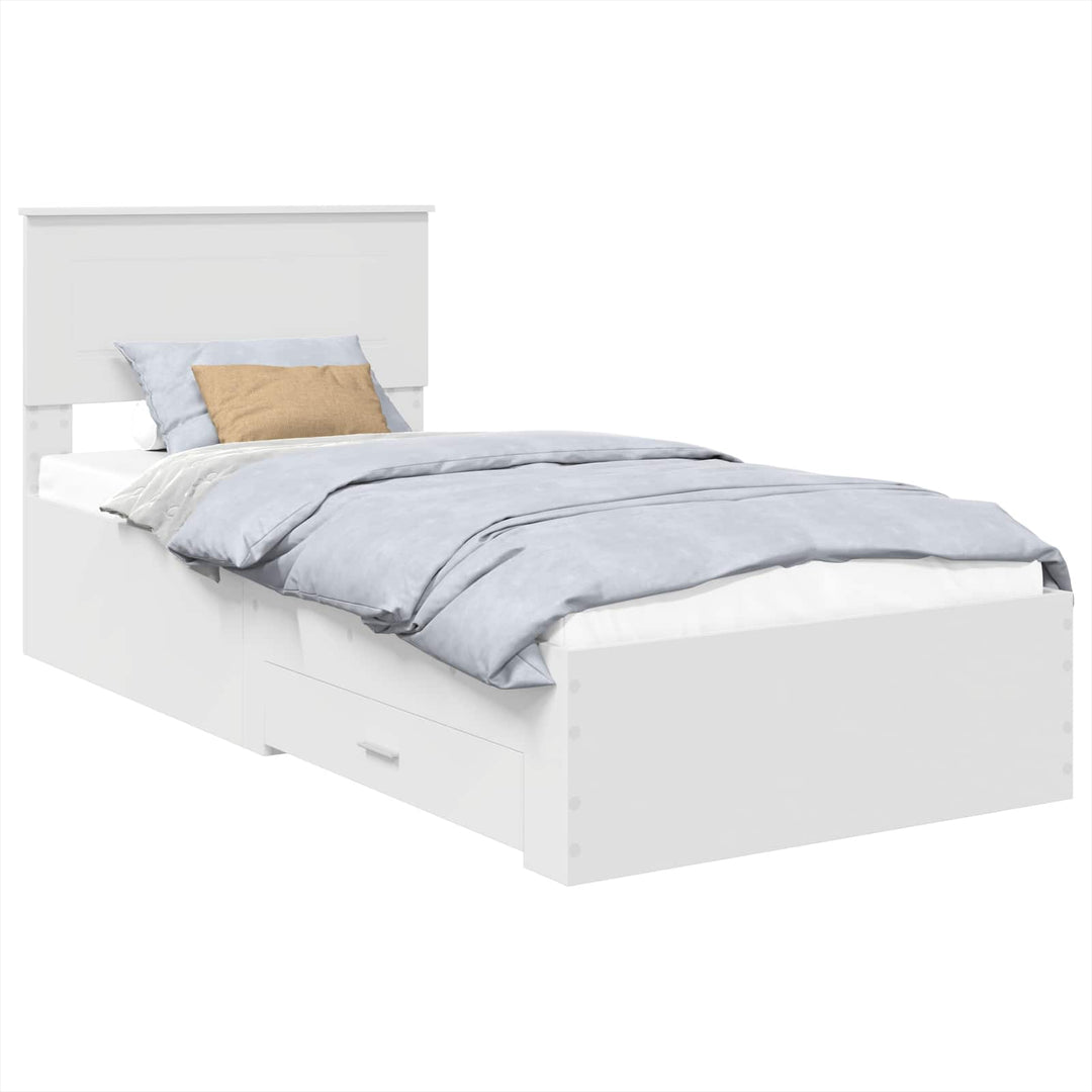 Sengestel med skuffe Hvid 90 x 190 cm Konstrueret træ