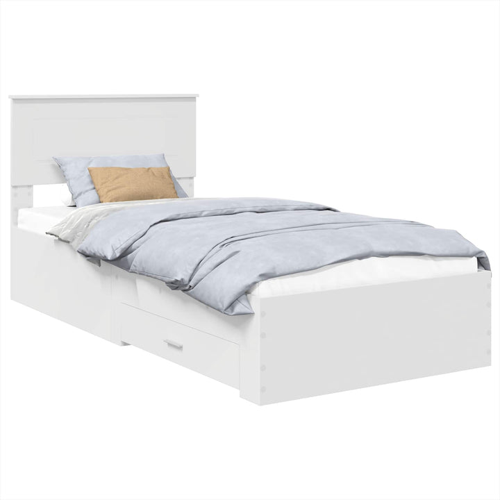 Sengestel med skuffe Hvid 90 x 190 cm Konstrueret træ