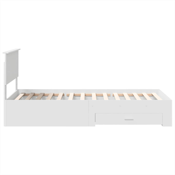 Sengestel med skuffe Hvid 90 x 190 cm Konstrueret træ