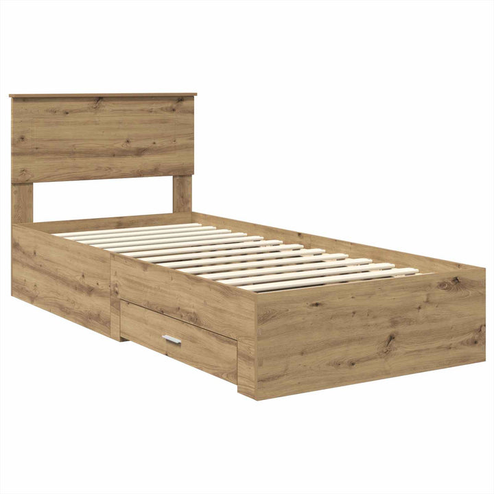 Sengestel med skuffe Artisan Egetræ 90 x 190 cm Konstrueret træ