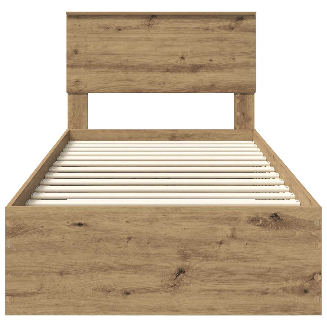 Sengestel med skuffe Artisan Egetræ 90 x 190 cm Konstrueret træ