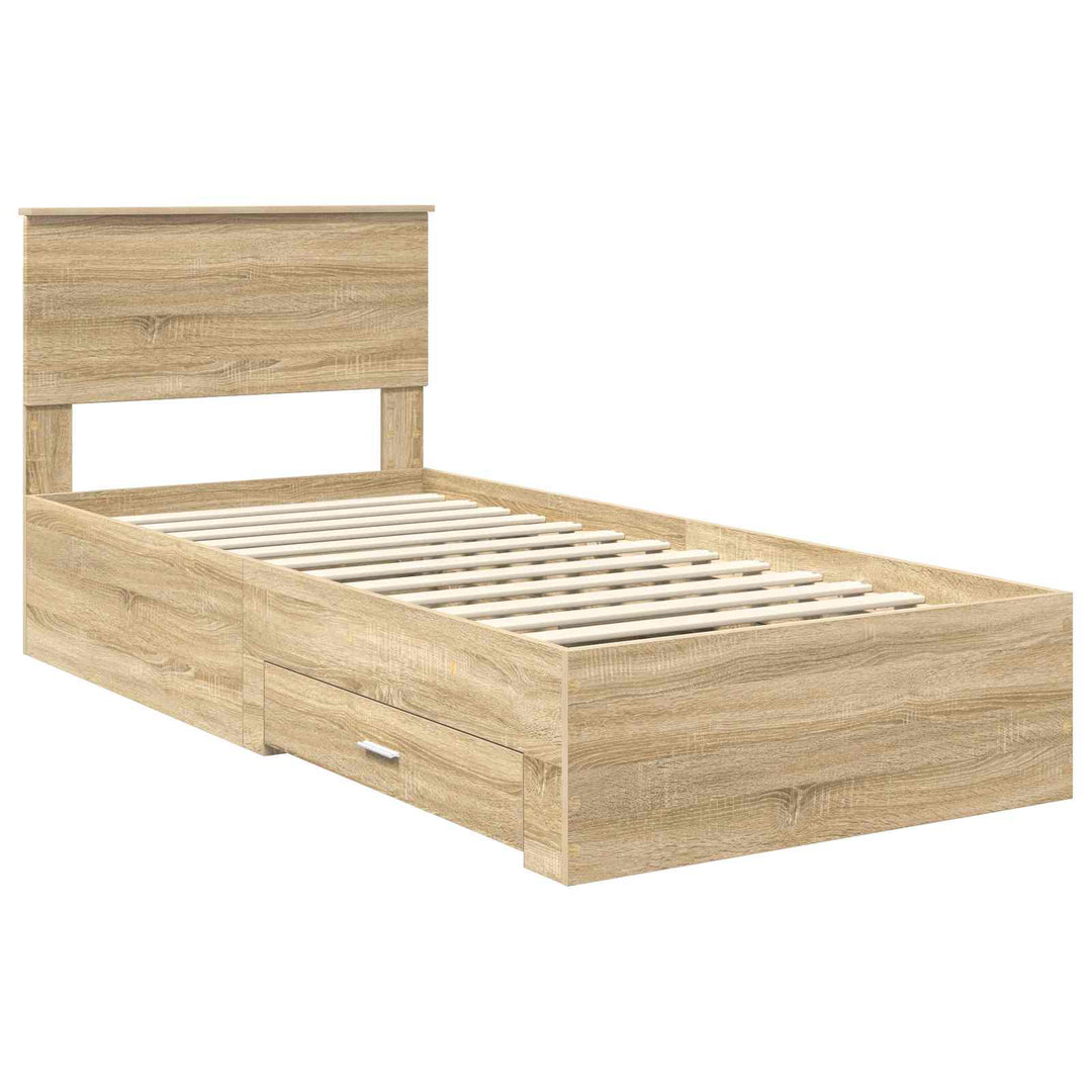 Sengestel med skuffe Sonoma eg 90 x 200 cm Konstrueret træ