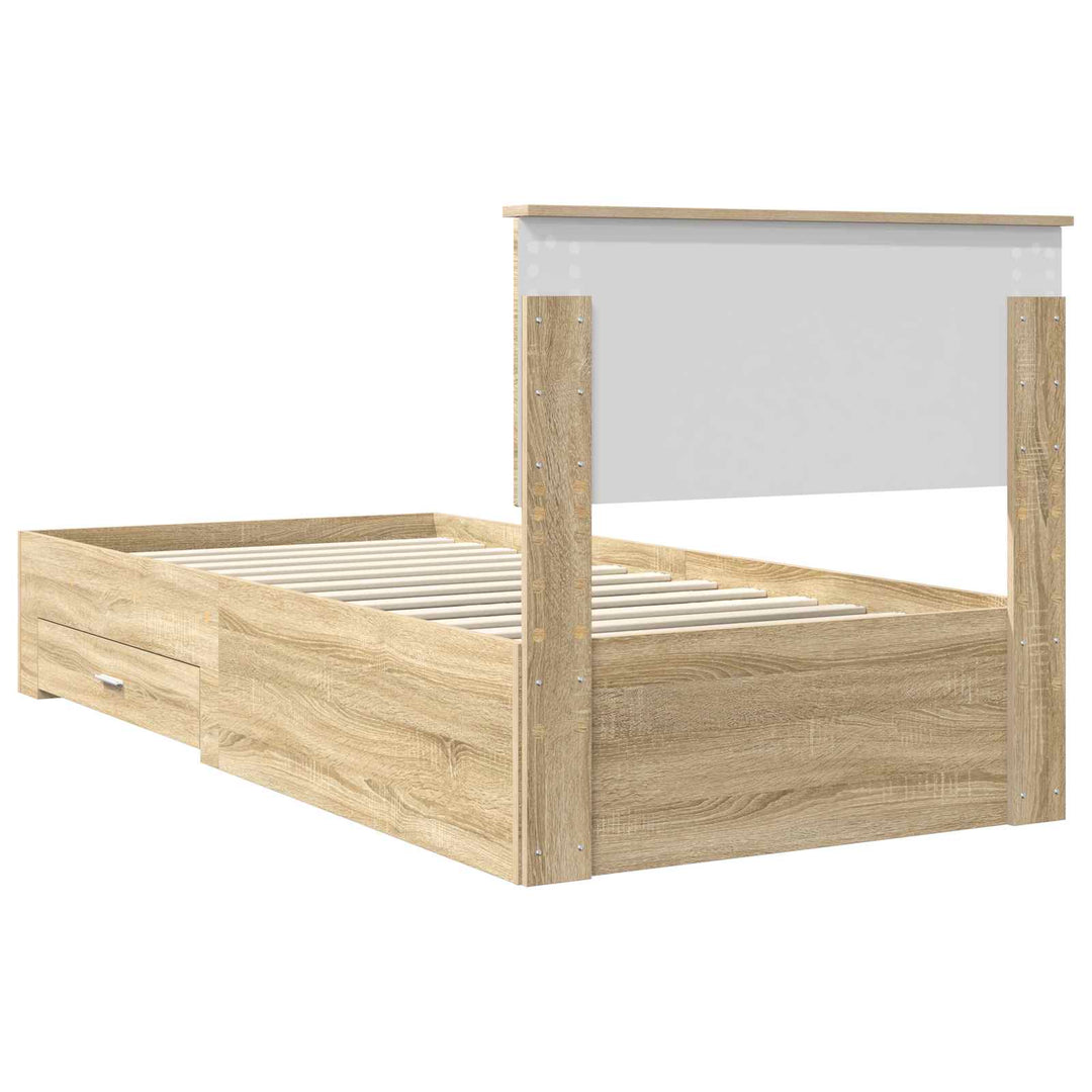 Sengestel med skuffe Sonoma eg 90 x 200 cm Konstrueret træ