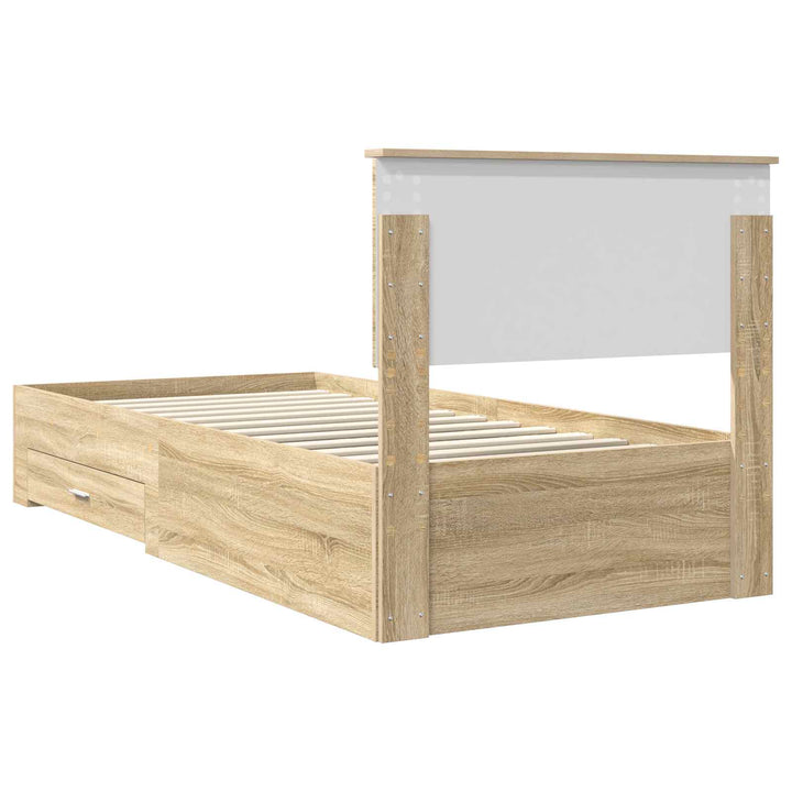 Sengestel med skuffe Sonoma eg 90 x 200 cm Konstrueret træ