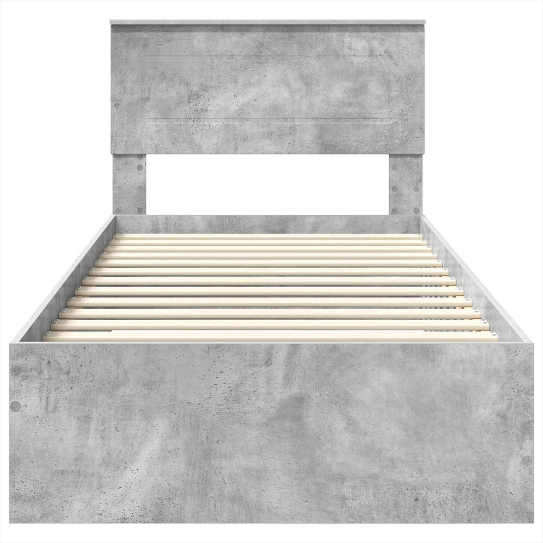Sengestel Beton Grå og Sølv 75 x 190 cm Konstrueret træ