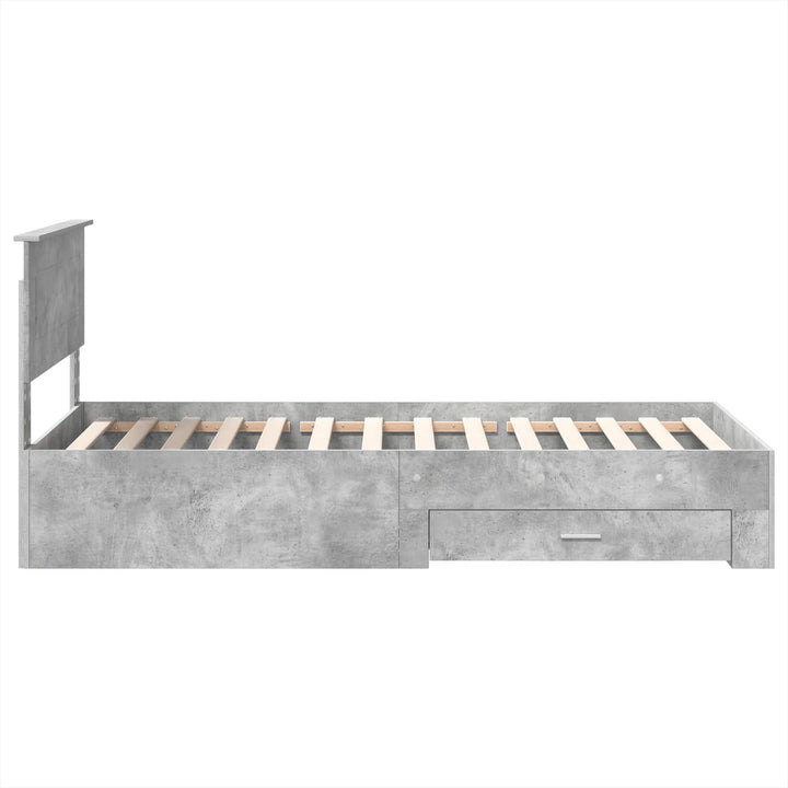 Sengestel Beton Grå og Sølv 75 x 190 cm Konstrueret træ