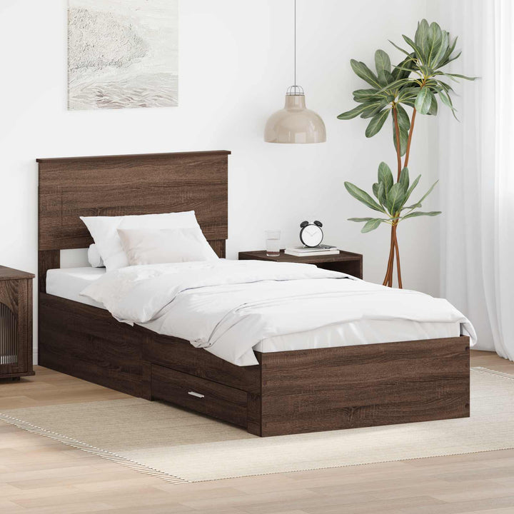 Sengestel Brun Eg og Sølv 75 x 190 cm Konstrueret træ