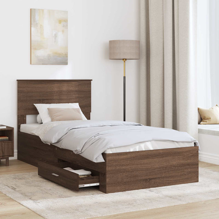 Sengestel Brun Eg og Sølv 75 x 190 cm Konstrueret træ