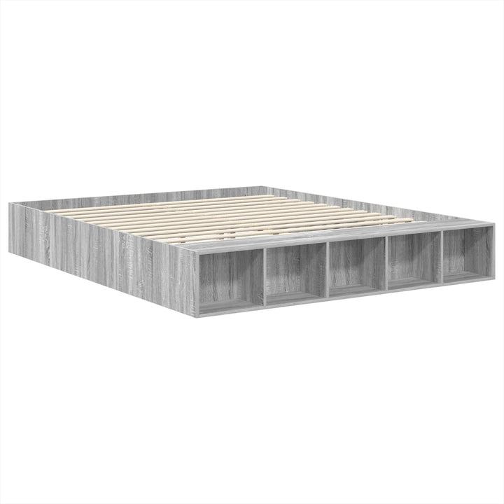 Sengestel med hylde Grå Sonoma 200 x 200 cm Konstrueret træ