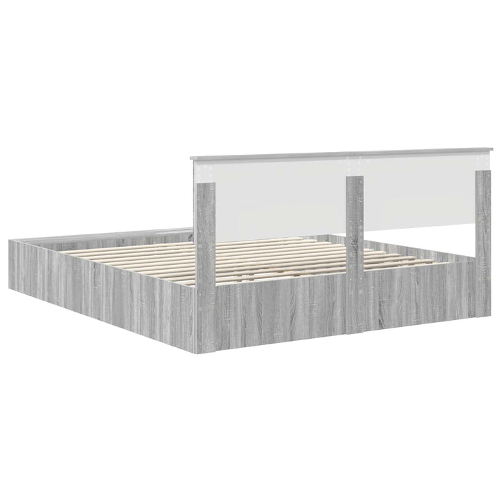 Sengestel med hylde Grå Sonoma 200 x 200 cm Konstrueret træ