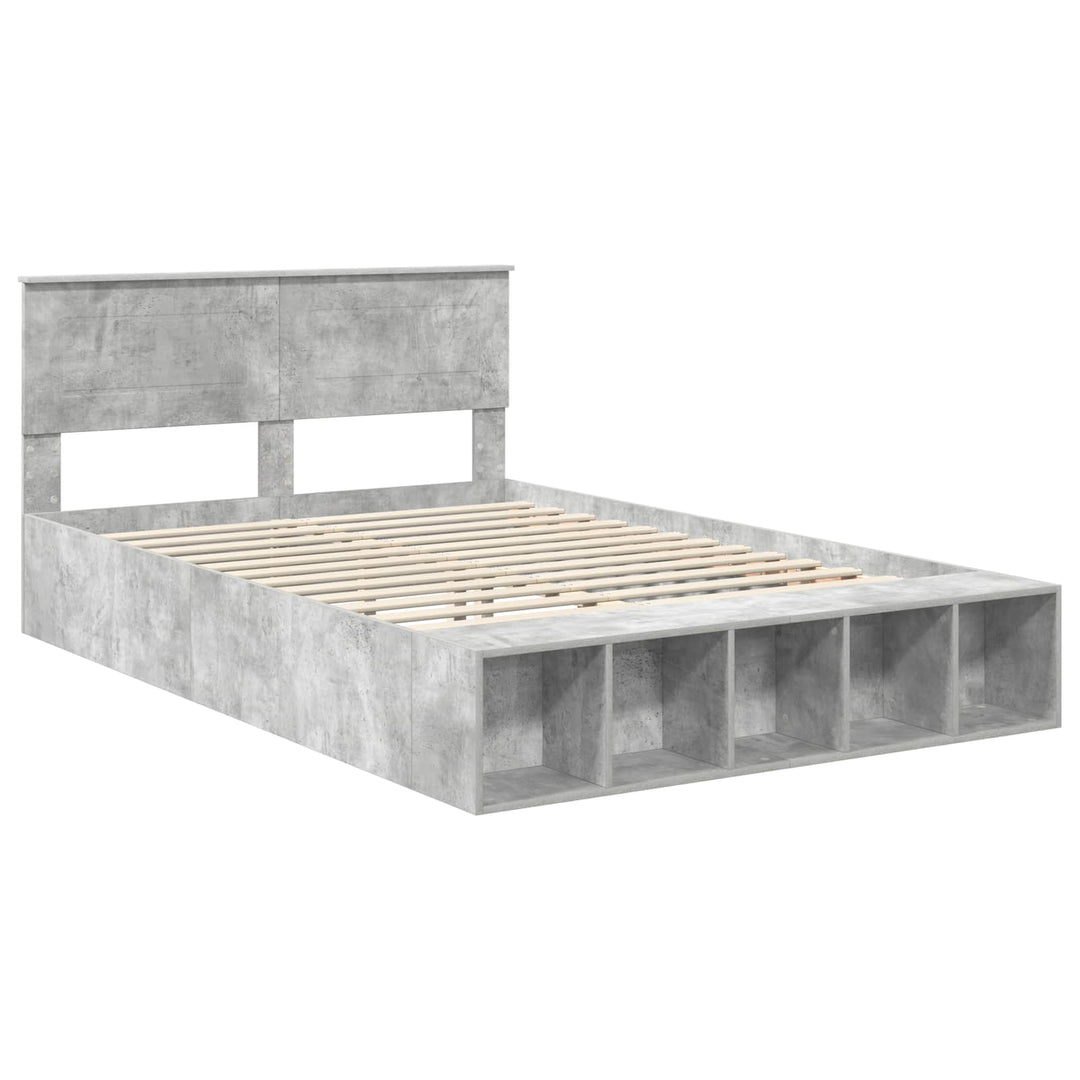 Sengestel med hylde Beton Grå 160 x 200 cm Konstrueret træ