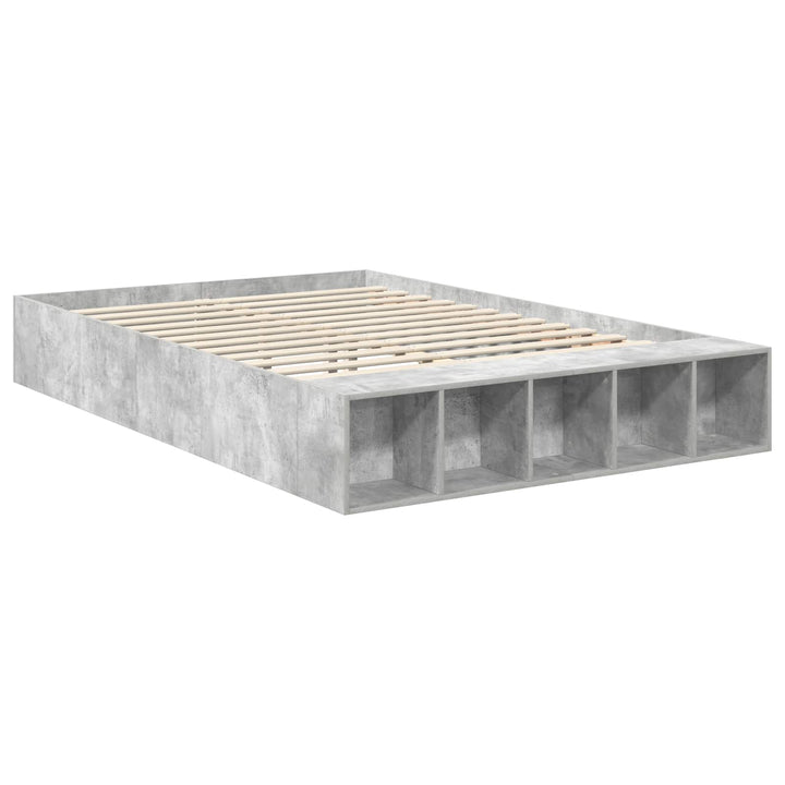 Sengestel med hylde Beton Grå 160 x 200 cm Konstrueret træ