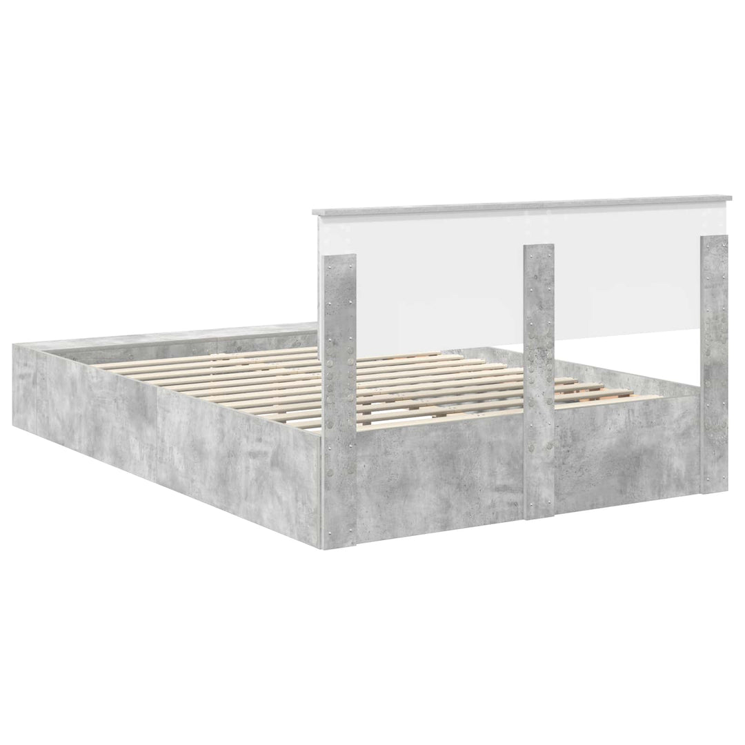 Sengestel med hylde Beton Grå 160 x 200 cm Konstrueret træ