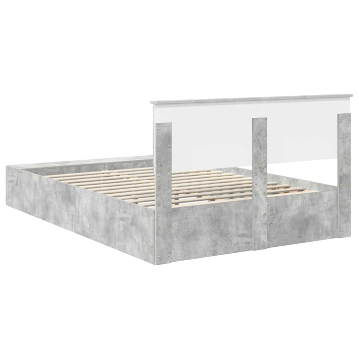 Sengestel med hylde Beton Grå 160 x 200 cm Konstrueret træ