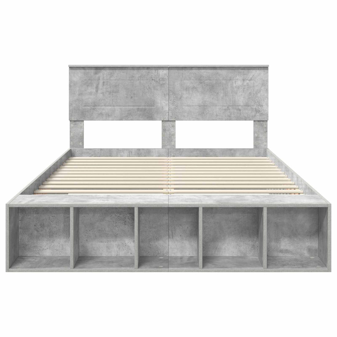 Sengestel med hylde Beton Grå 160 x 200 cm Konstrueret træ