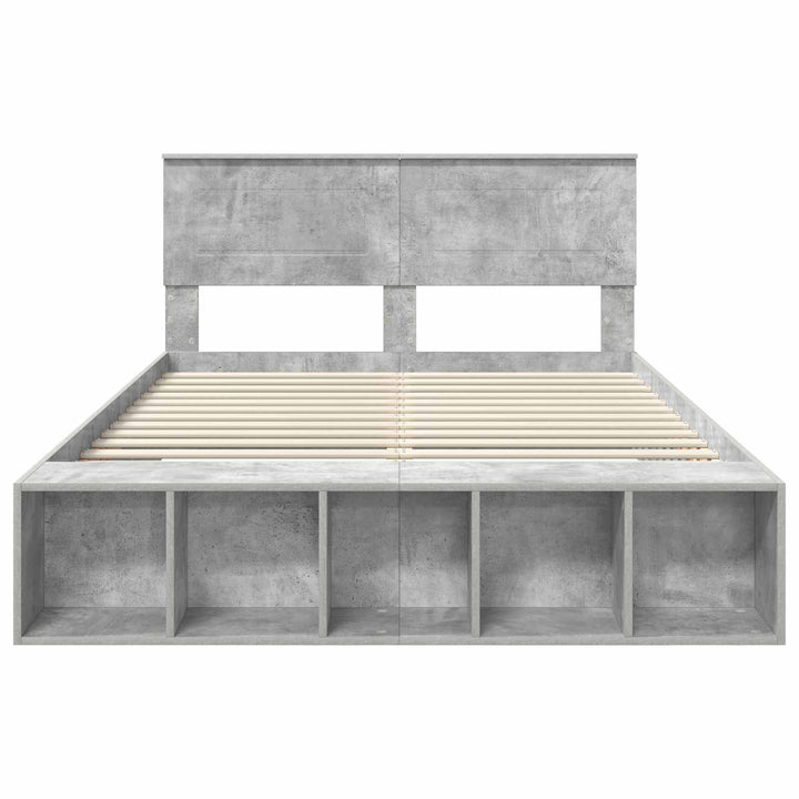 Sengestel med hylde Beton Grå 160 x 200 cm Konstrueret træ
