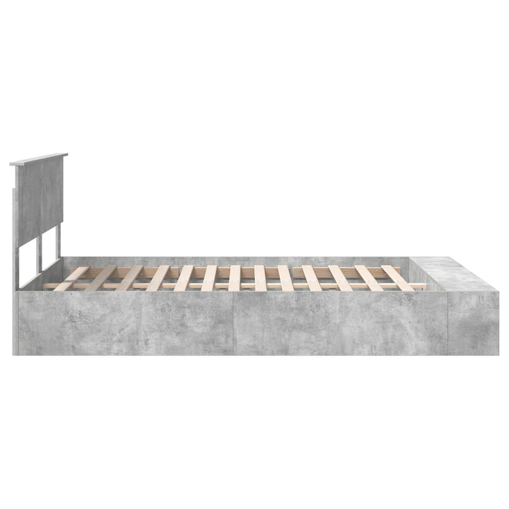 Sengestel med hylde Beton Grå 160 x 200 cm Konstrueret træ