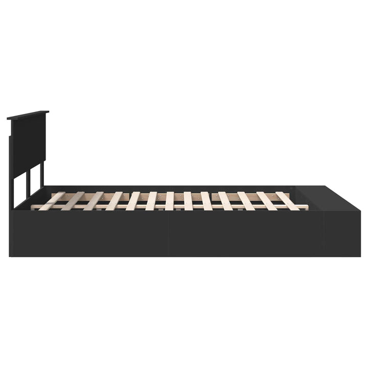 Sengestel med hylde Sort 150 x 200 cm Konstrueret træ