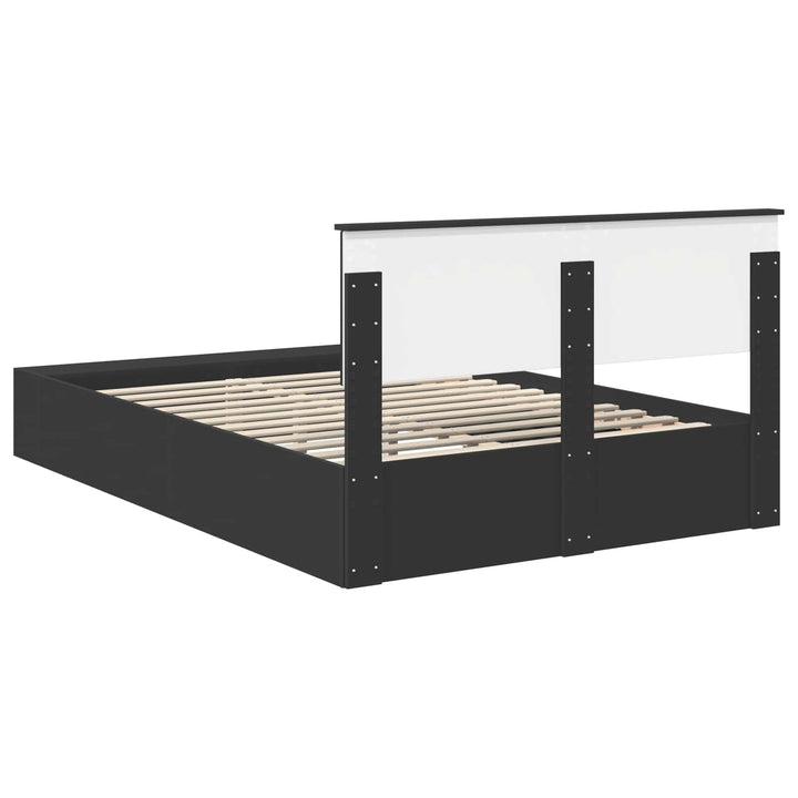 Sengestel med hylde Sort 140 x 200 cm Konstrueret træ