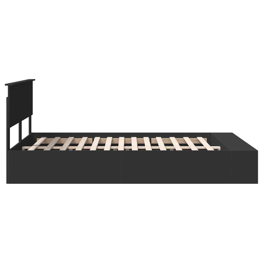 Sengestel med hylde Sort 140 x 200 cm Konstrueret træ