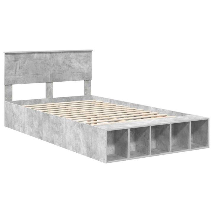 Sengestel med hylde Beton Grå 135 x 190 cm Konstrueret træ