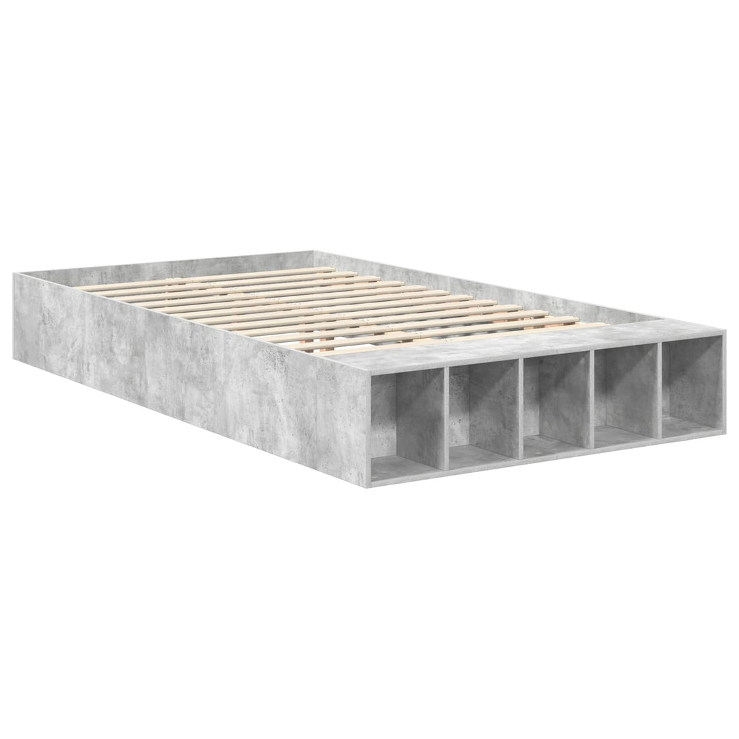Sengestel med hylde Beton Grå 135 x 190 cm Konstrueret træ