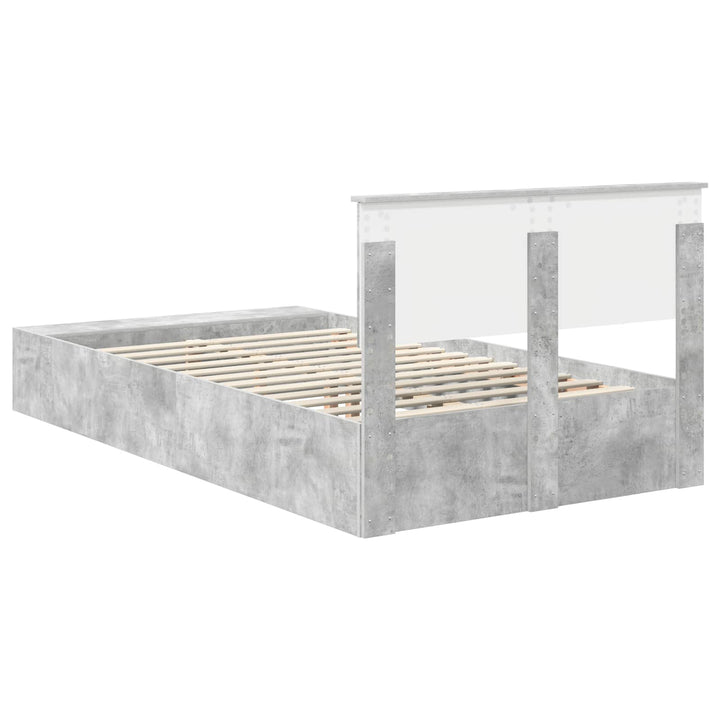 Sengestel med hylde Beton Grå 135 x 190 cm Konstrueret træ