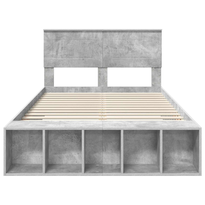 Sengestel med hylde Beton Grå 135 x 190 cm Konstrueret træ