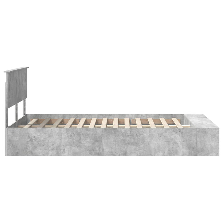 Sengestel med hylde Beton Grå 135 x 190 cm Konstrueret træ