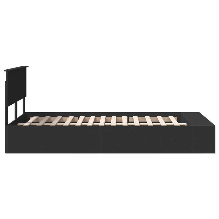 Sengestel med hylde Sort 120 x 190 cm Konstrueret træ
