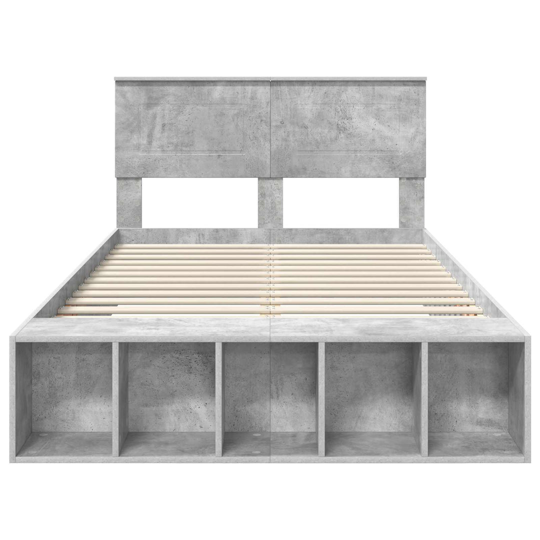 Sengestel med hylde Beton Grå 120 x 190 cm Konstrueret træ