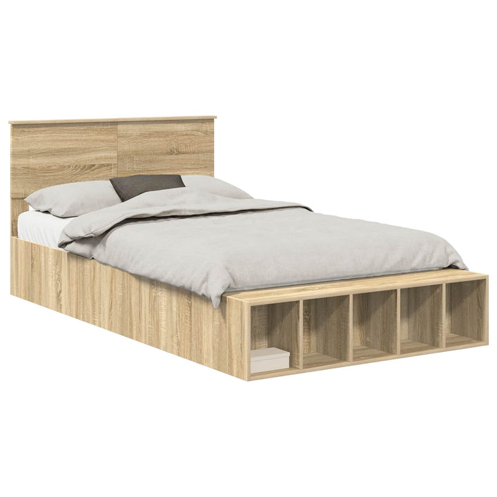 Sengestel med hylde Sonoma eg 120 x 200 cm Konstrueret træ