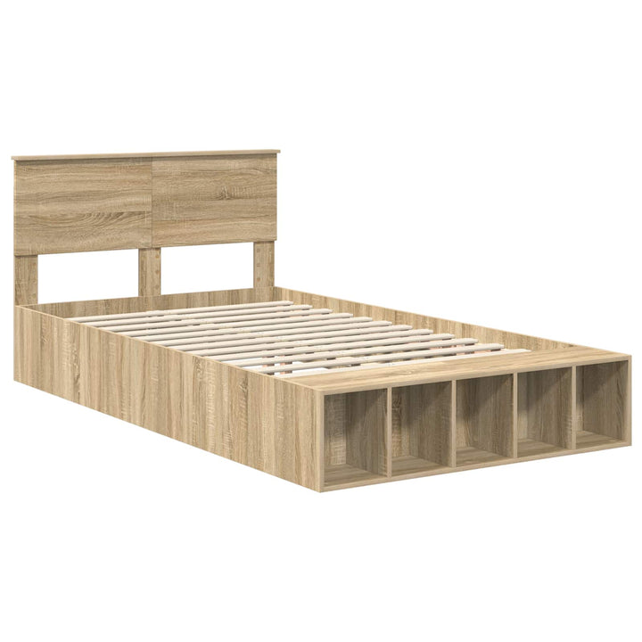 Sengestel med hylde Sonoma eg 120 x 200 cm Konstrueret træ