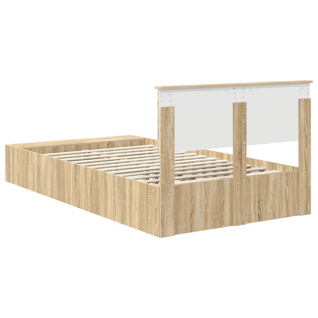 Sengestel med hylde Sonoma eg 120 x 200 cm Konstrueret træ