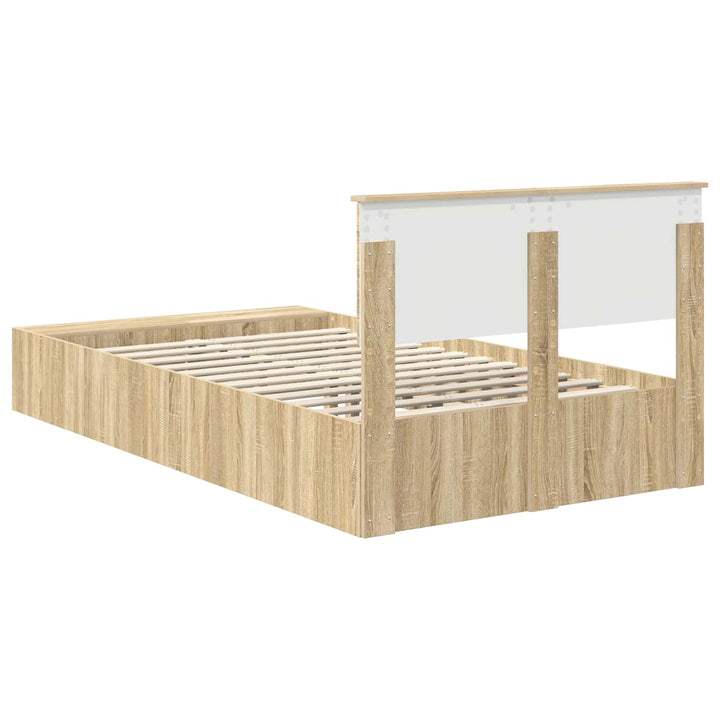 Sengestel med hylde Sonoma eg 120 x 200 cm Konstrueret træ
