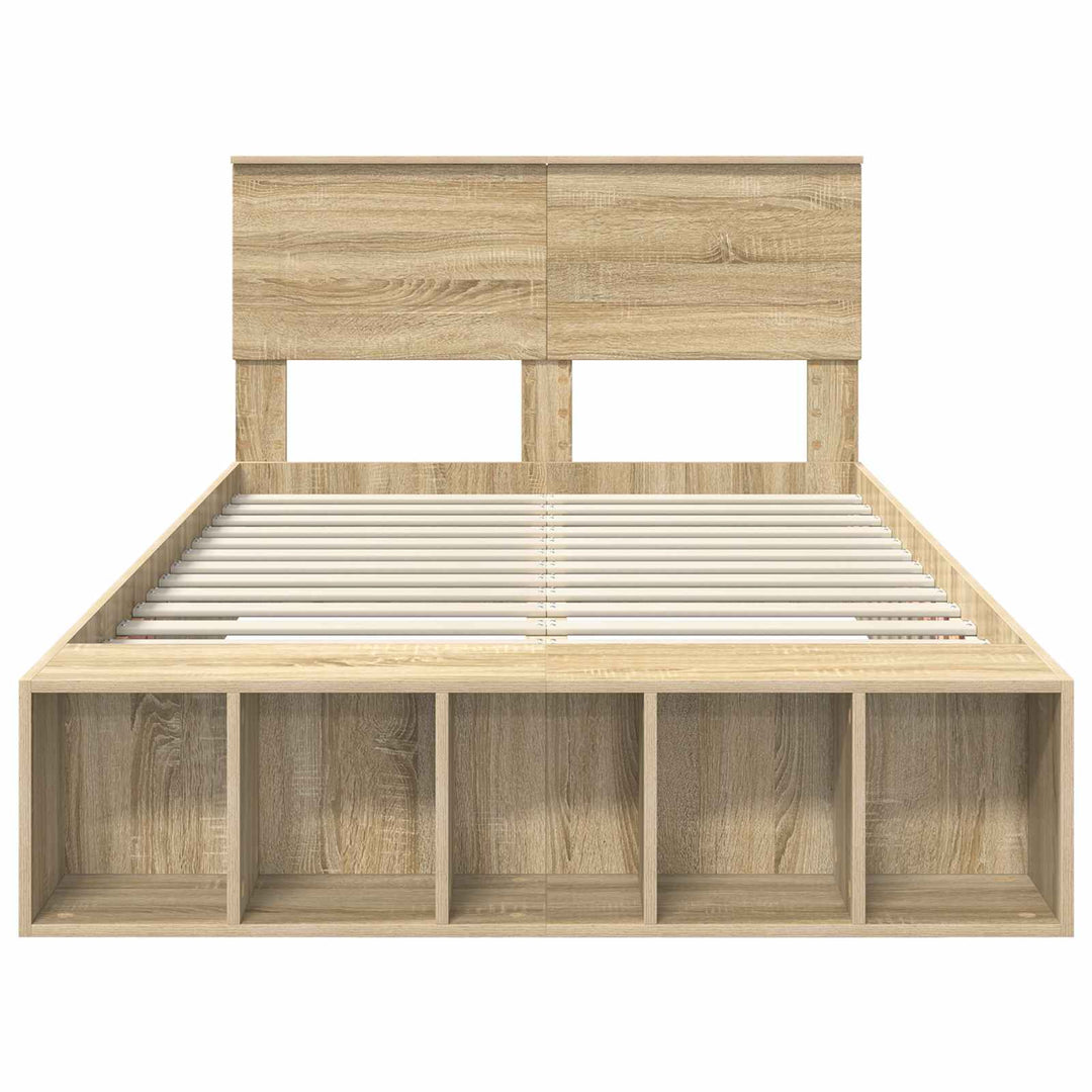 Sengestel med hylde Sonoma eg 120 x 200 cm Konstrueret træ