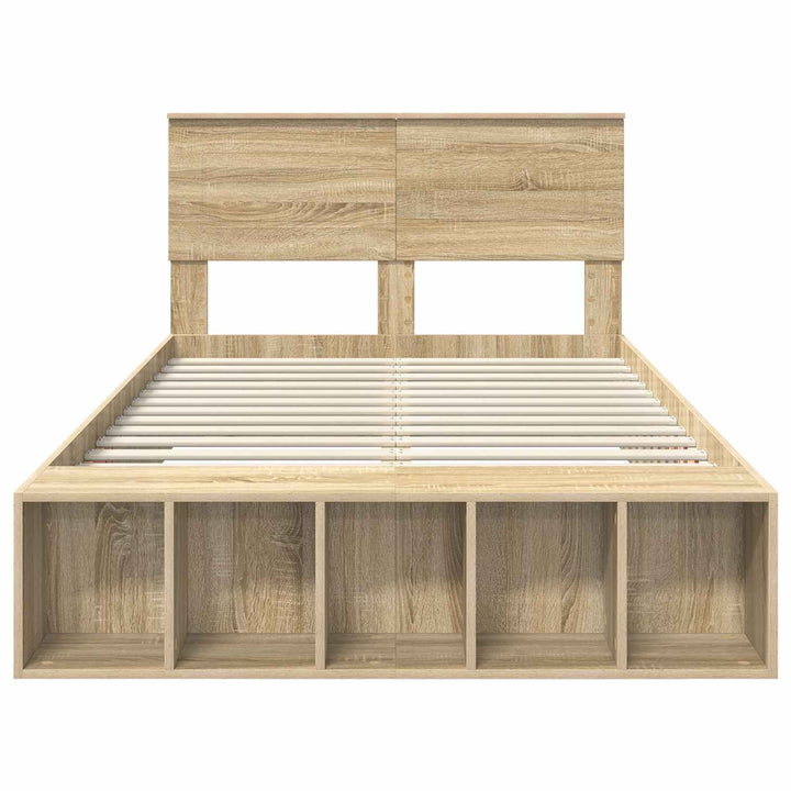 Sengestel med hylde Sonoma eg 120 x 200 cm Konstrueret træ