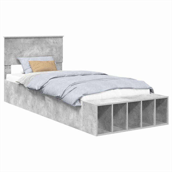 Sengestel med hylde Beton Grå 90 x 200 cm Konstrueret træ
