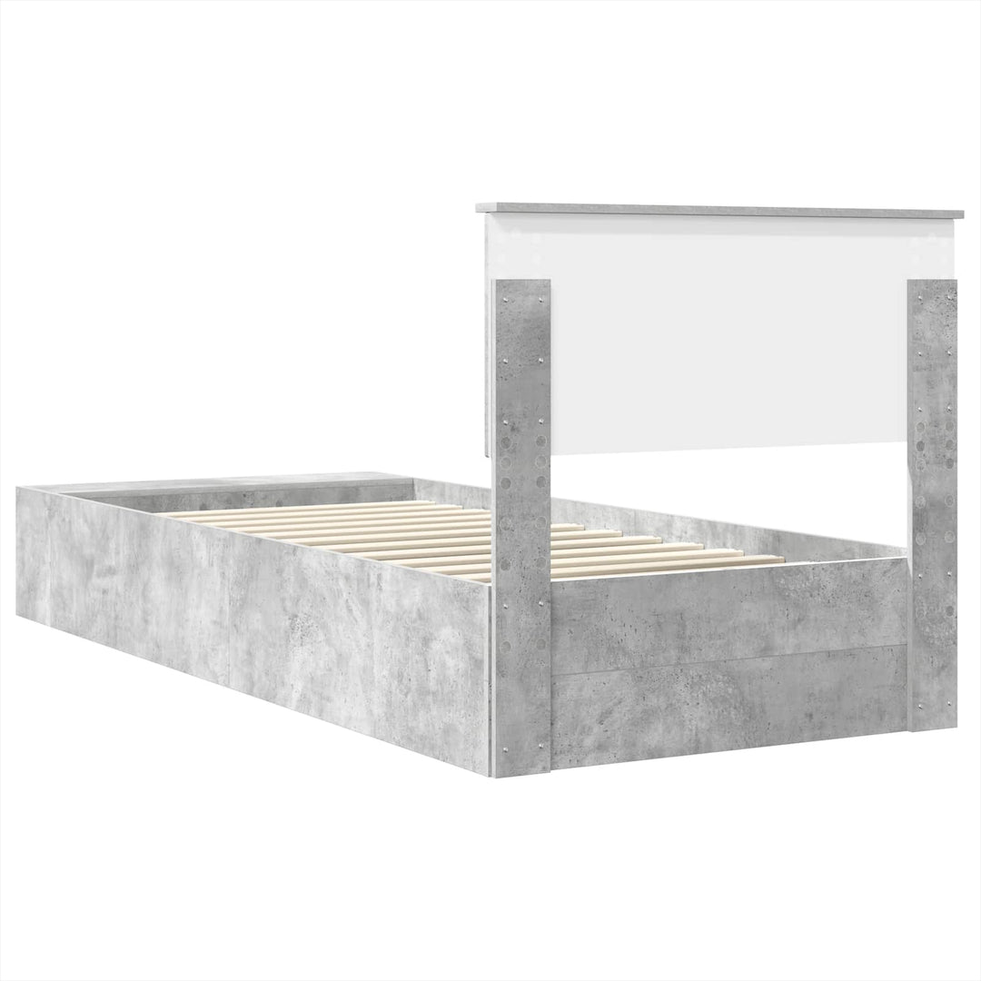 Sengestel med hylde Beton Grå 90 x 200 cm Konstrueret træ
