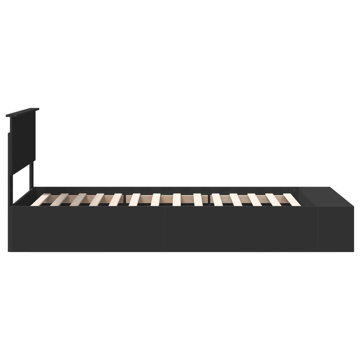 Sengestel med hylde Sort 90 x 190 cm Konstrueret træ