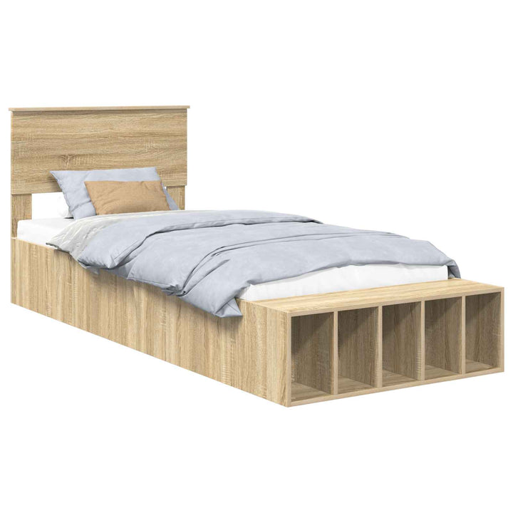 Sengestel med hylde Sonoma eg 90 x 190 cm Konstrueret træ