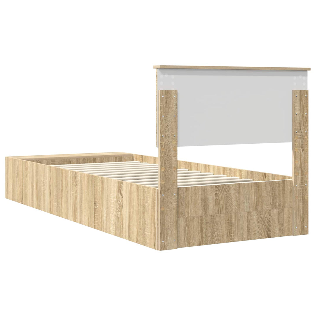 Sengestel med hylde Sonoma eg 90 x 190 cm Konstrueret træ