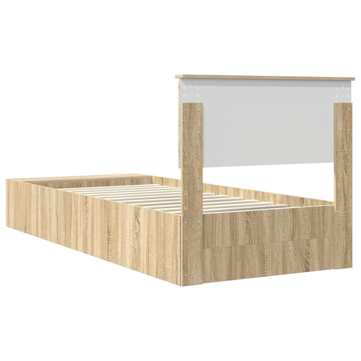 Sengestel med hylde Sonoma eg 90 x 190 cm Konstrueret træ