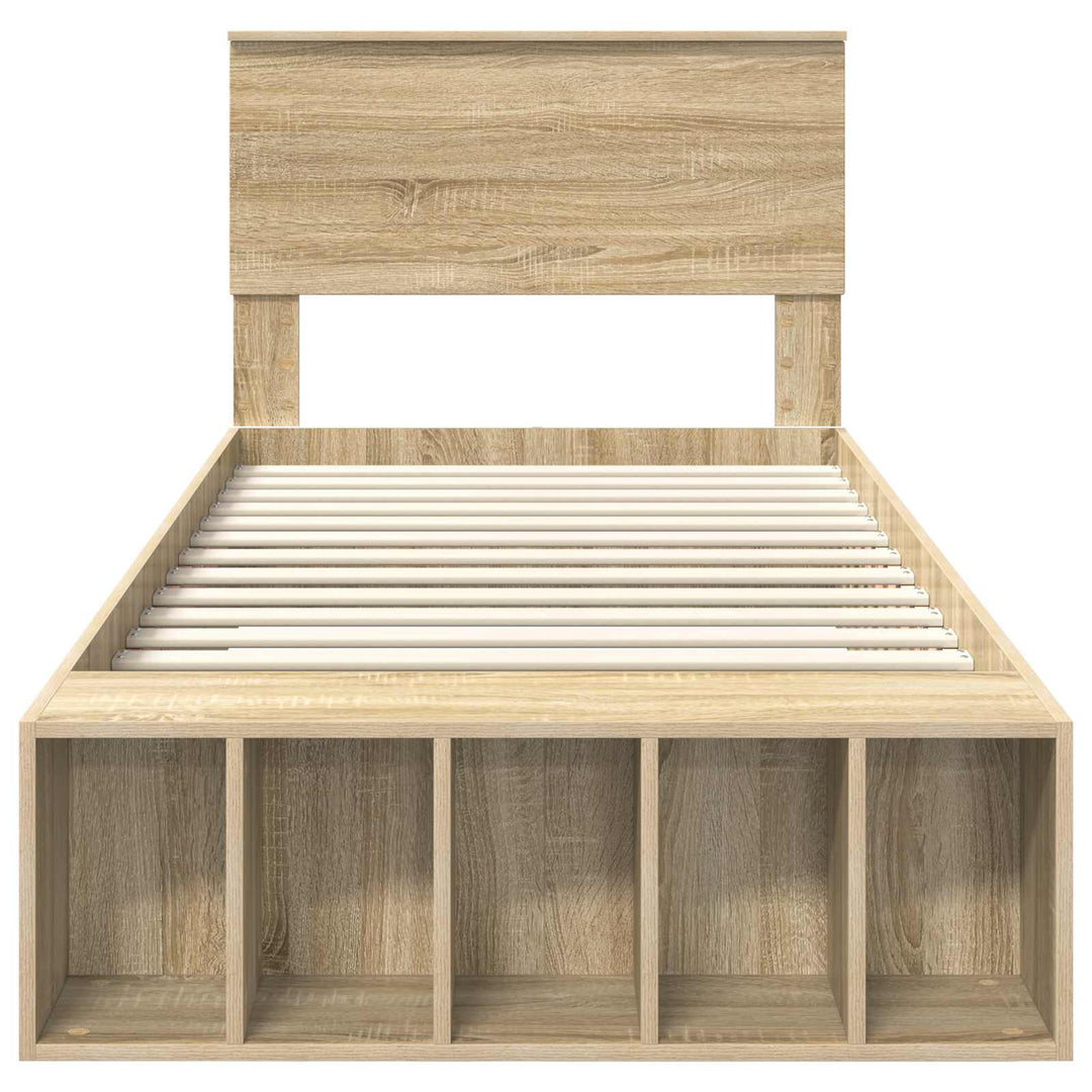 Sengestel med hylde Sonoma eg 90 x 190 cm Konstrueret træ