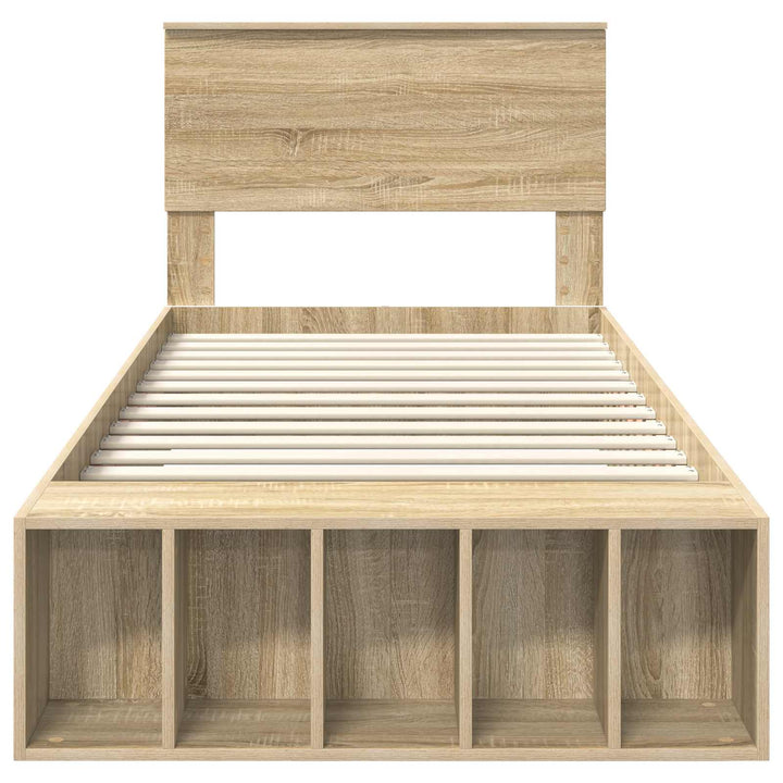 Sengestel med hylde Sonoma eg 90 x 190 cm Konstrueret træ