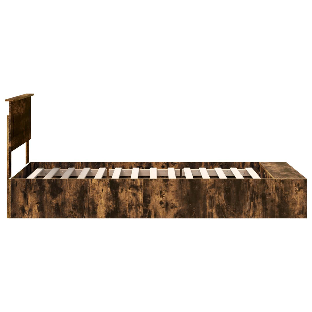 Sengestel med hylde Røget eg 90 x 190 cm Konstrueret træ