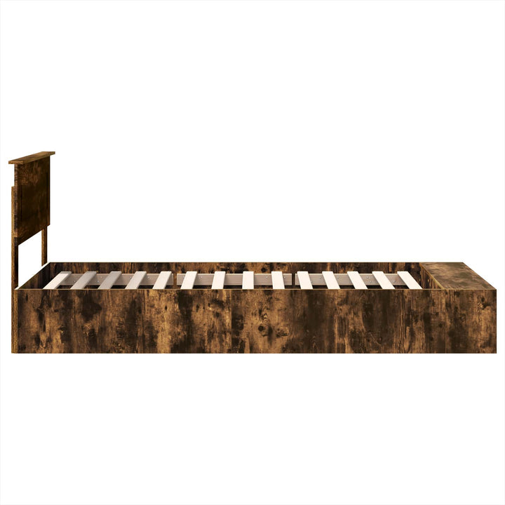 Sengestel med hylde Røget eg 90 x 200 cm Konstrueret træ